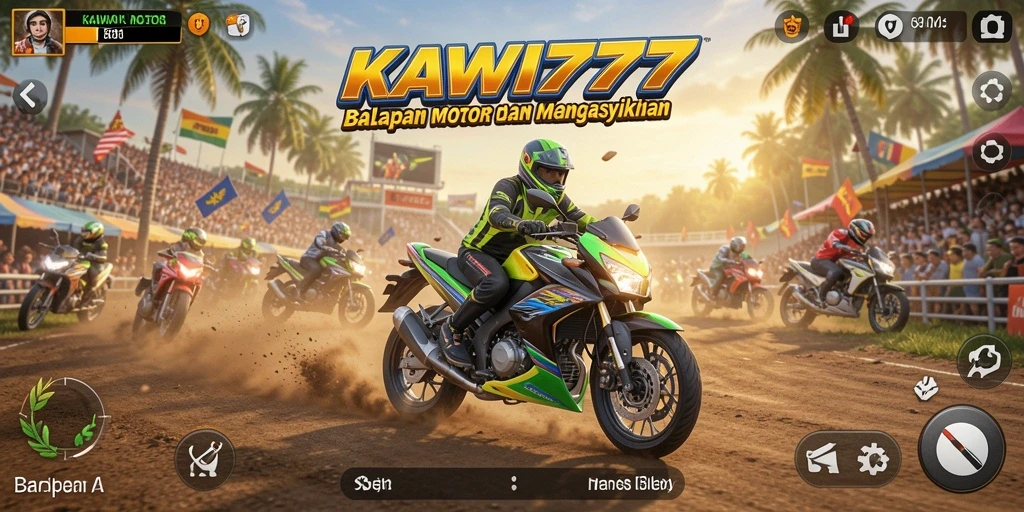 Tangkapan layar KAWI777 menampilkan balapan motor yang seru dan cepat.