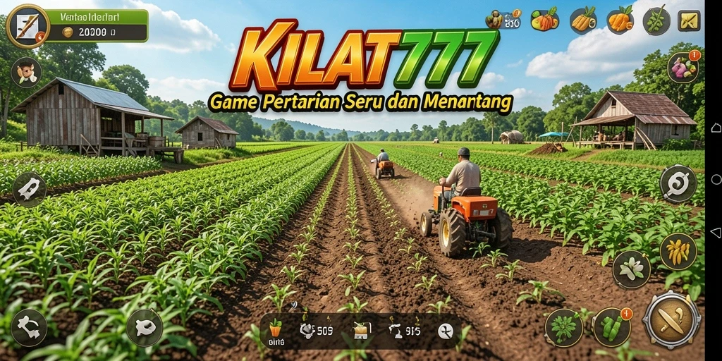 Tampilan gameplay KILAT777 menunjukkan keindahan ladang pertanian.