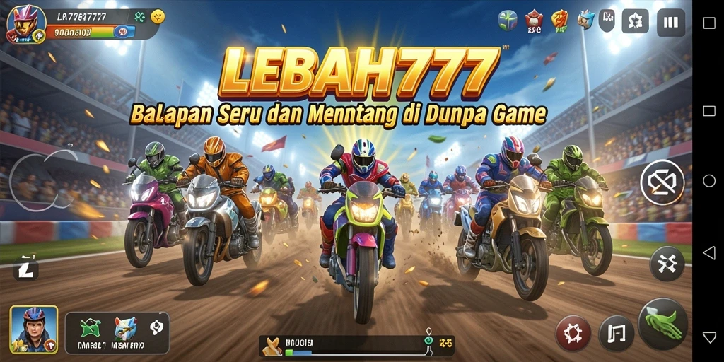 Tampilan aksi balapan seru dalam LEBAH777 dengan mobil cepat.