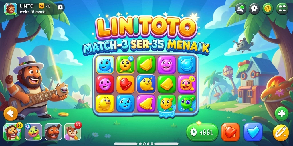 Tampilan gameplay seru LINITOTO dengan match-3 yang menarik.