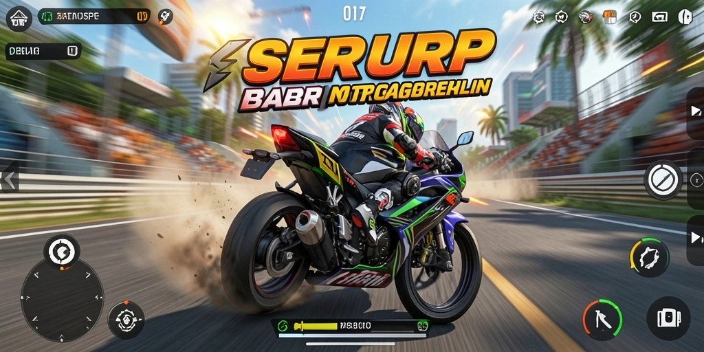 Screenshot SERURP menampilkan aksi balapan motor yang mendebarkan dan grafis menawan.