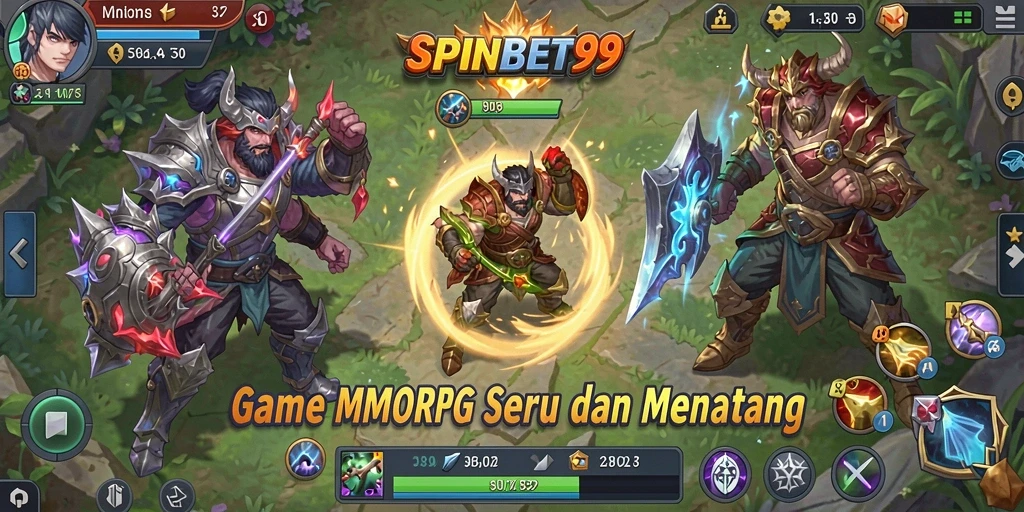 Screenshot menunjukkan aksi seru dalam gameplay MMORPG SPINBET99.